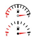 Gauge Of Fuel. Guage Of Gas, Gasoline. Full Or Empty Tank Of Petrol Or Diesel In Car. Indicators On Dashboard In Auto. Dial Of