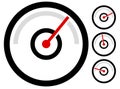 Gauge meter symbol, icon at 4 stages. pressure gauge, odometer, Royalty Free Stock Photo