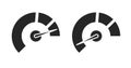 Gauge pressure dashboard icon pictogram vector or speed benchmark power meter graphic black white isolated clipart, speedometer or Royalty Free Stock Photo