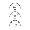 Gauge or Speedometer line icon set shows different values, data and analytics, velocity sign, Vector illustration isolated on Royalty Free Stock Photo