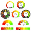 Gauges vector set. Credit score indicators