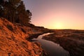 Gauja river after sunset observing