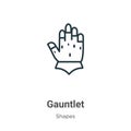 Gauntlet outline vector icon. Thin line black gauntlet icon, flat vector simple element illustration from editable shapes concept