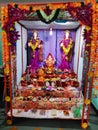 Gauri-Ganapati set up of Hindu Festival of Ganeshotsav