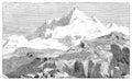 Gaurishankar mountain landscape vintage engraving