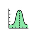 Gauss histogram function graph, parabola flat color icon.