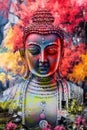 Gautam Buddha Colorful digital portrait of a creative artist painting.