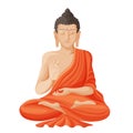 Gautama buddha with raised right hand on vector illustration Royalty Free Stock Photo