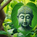 Buddha face on bodhi leaf