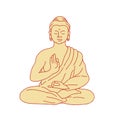 Gautama Buddha Sitting Lotus Position Drawing