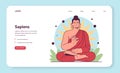 Gautama Buddha web banner or landing page. Founder of Buddhism