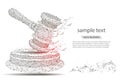 Gavel. abstract hammer design of a judge, in the form of lines and dots on a white background with space for text