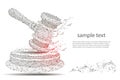 Gavel. abstract hammer design of a judge, in the form of lines and dots on a white background with space for text