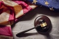 Gavel and American flag justice system, government and constitution background Royalty Free Stock Photo