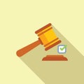 Gavel approved test icon flat vector. Law regulatory company Royalty Free Stock Photo