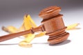 Gavel and Banana Peel on Gradated Background Royalty Free Stock Photo