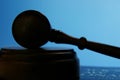 Gavel on blue Royalty Free Stock Photo