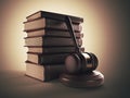 Gavel with book. LAW concept. 3D illustration Royalty Free Stock Photo