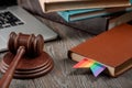 Gavel, book with rainbow Royalty Free Stock Photo