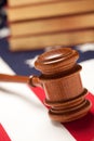 Gavel and Books on Flag Royalty Free Stock Photo