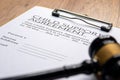 A gavel on a child support agreement document. Royalty Free Stock Photo