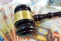 Gavel on Euro notes Royalty Free Stock Photo