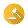 Gavel flat design long shadow glyph icon Royalty Free Stock Photo