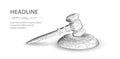 Gavel hammer isolated on white. Law judge, digital justice, legal concept