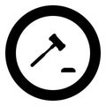 Gavel Hammer judge and anvil auctioneer concept icon in circle round black color vector illustration image solid outline style