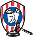 Gavel handcuff hand American stripes shield Royalty Free Stock Photo