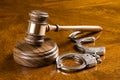 Gavel and handcuffs Royalty Free Stock Photo