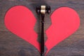 Gavel and heart in divorce concept Royalty Free Stock Photo