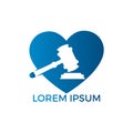 Gavel and heart icon logo, Hammer judge icon vector illustration.