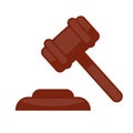 Gavel icon. Auction hammer. Shadow. Flat design.