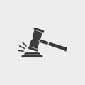 Gavel icon in a flat design. Vector illustration Royalty Free Stock Photo