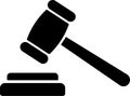Gavel icon. Judge gavel flat icon. Auction hammer. Court tribunal symbol Royalty Free Stock Photo