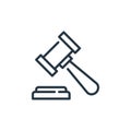 gavel icon vector from law and justice concept. Thin line illustration of gavel editable stroke. gavel linear sign for use on web Royalty Free Stock Photo