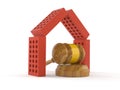 Gavel inside house of bricks Royalty Free Stock Photo