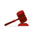 Gavel judge isolated on a white background. Wooden hummer law concept. Gavel kick on stand Flat cartoon style Vector illustration Royalty Free Stock Photo