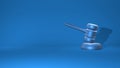 Gavel judge. Justice concept, law. Stylish minimal abstract horizontal scene, place for text. Trendy classic blue color. 3D