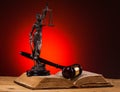 Gavel, lady of justice and old book Royalty Free Stock Photo