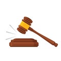 Gavel law. Auction mallet. Court, justice, legal symbol. Wooden hammer. Vector Royalty Free Stock Photo