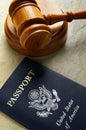 Gavel and passport Royalty Free Stock Photo