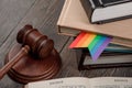 Gavel, rainbow bookmark and Bible Royalty Free Stock Photo