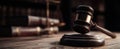 The gavel resting on a wooden block in a law setting..AI generated image Royalty Free Stock Photo