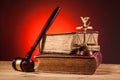 Gavel, scales of justice and old book Royalty Free Stock Photo