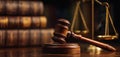 The gavel and scales of justice symbolizing the legal system. AI generated image Royalty Free Stock Photo