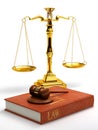 Gavel, scales and law book