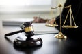 gavel and soundblock of justice law and lawyer working on wooden Royalty Free Stock Photo