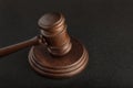 Gavel and sounding block on black background close up. Justice and law concept Royalty Free Stock Photo